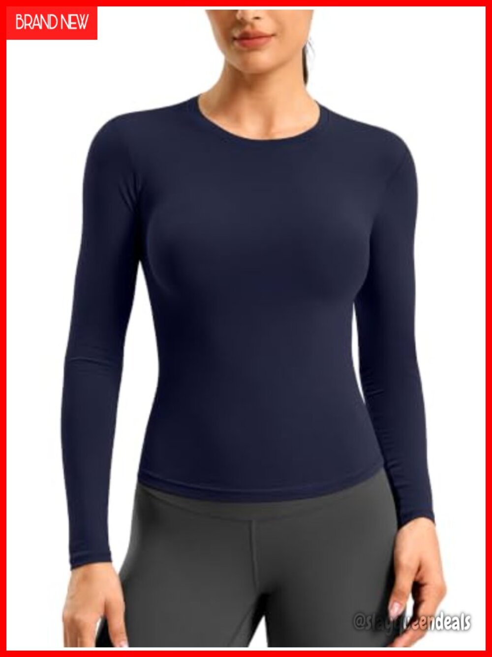 Lightweight Long Sleeve Workout Top Tight Fit Crewneck Athletic Shirt